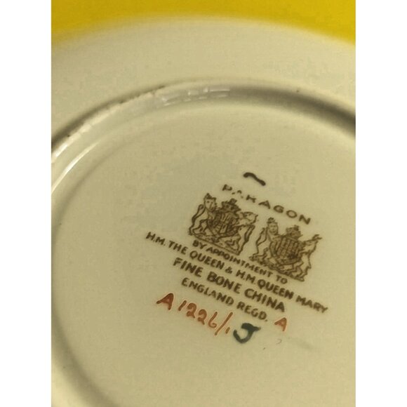 Paragon Wide Mouth Cup & Saucer Floral Center Light Blue Gold 1940's - Picture 9 of 12